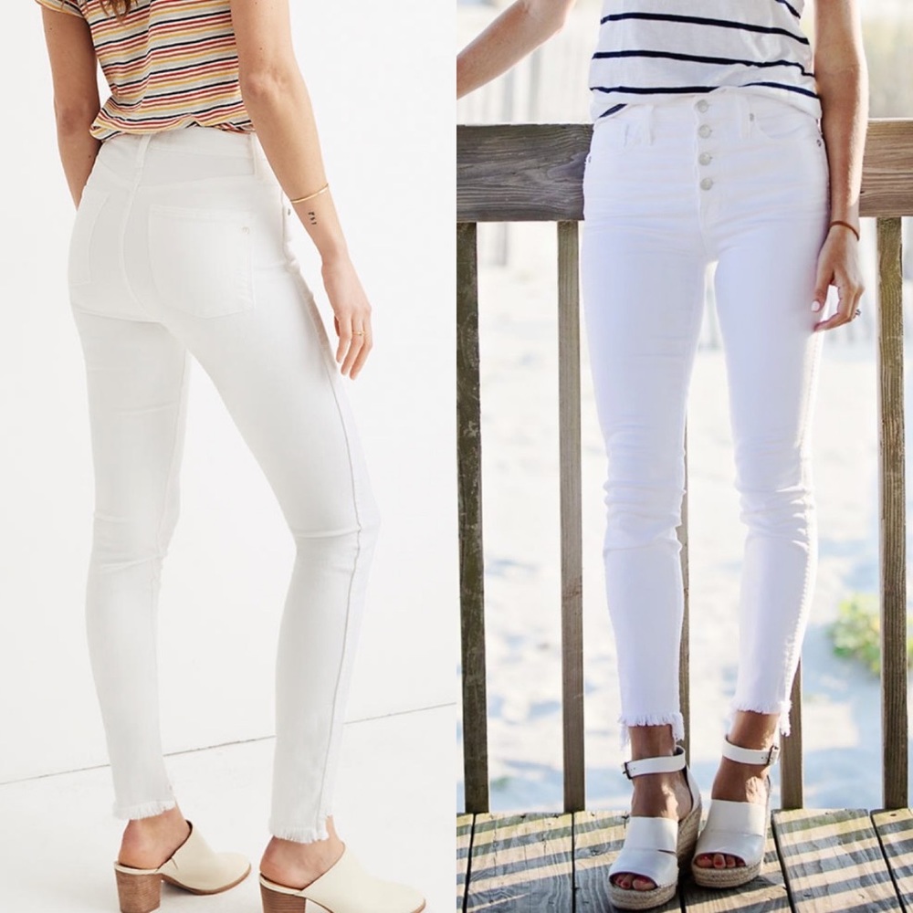 Madewell 9” mid-rise white denim 4 button front jeans! 🤍💙